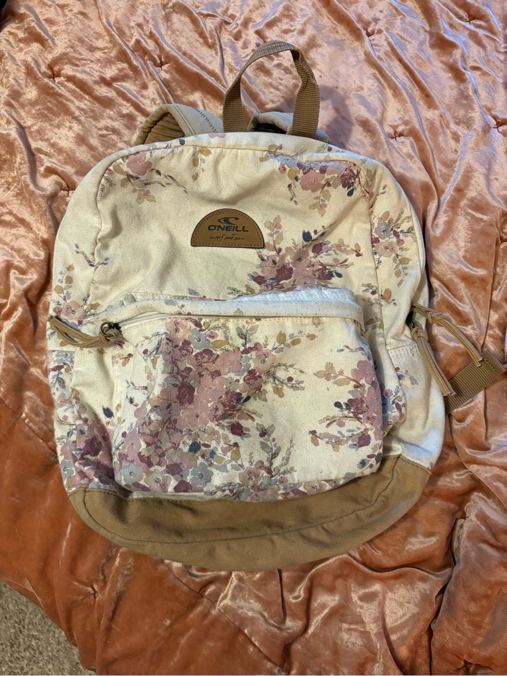 O'Neill Cream Backpack with Dusty Rose Floral Print
